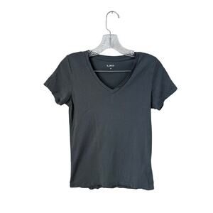 Quince Cotton Modal V Neck Charcoal Gray Tee Shirt Size XS
